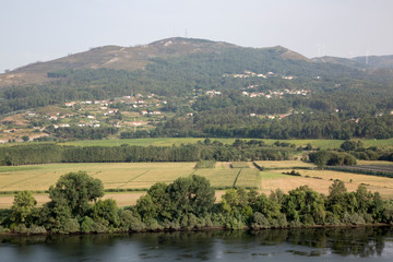Fototapeta na wymiar Looking towards Portugal from Tui with River Minho; Galicia
