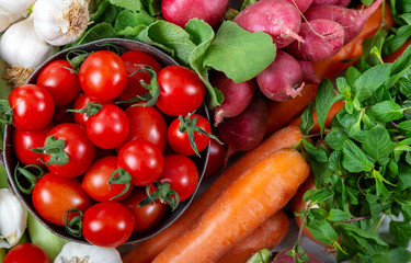fresh vegetables on wooden table