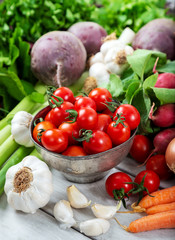 fresh vegetables on wooden table