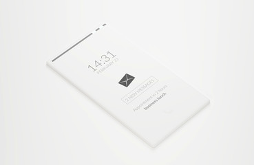 full screen mobile phone white 3d-illustration