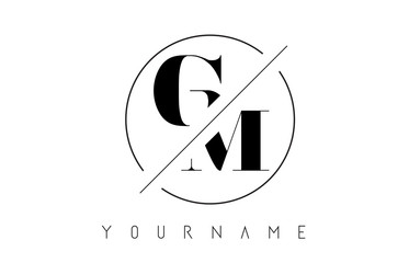 GM Letter Logo with Cutted and Intersected Design