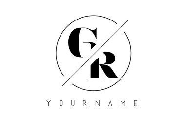 GR Letter Logo with Cutted and Intersected Design - obrazy, fototapety, plakaty