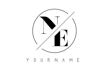 NE Letter Logo with Cutted and Intersected Design - obrazy, fototapety, plakaty