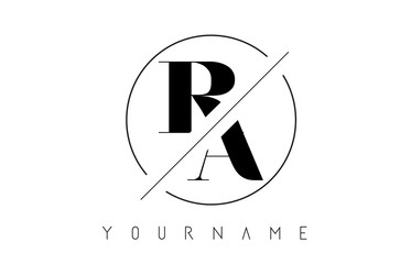 RA Letter Logo with Cutted and Intersected Design
