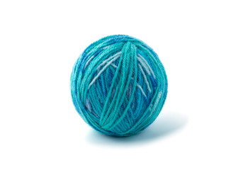 Ball of yarn on white background
