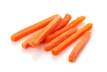 raw chopped carrot isolated on a white background