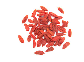 Dried goji berries on white background