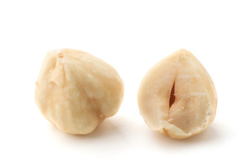 Hazelnuts isolated on the white background