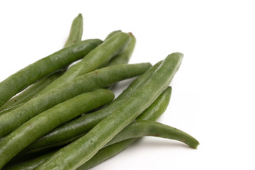 Fresh Green Beans on a White Background