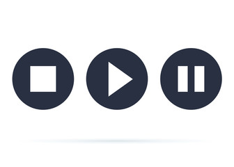 button player vector icon. Stop play and pause buttons for web design. Video player in a flat style. Vector template