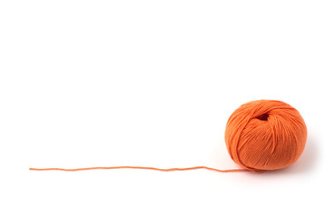 Ball of yarn on white background