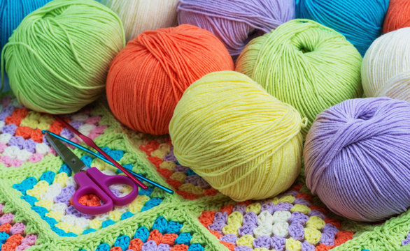 Balls of colored yarn.