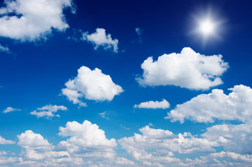 White clouds in blue sky.