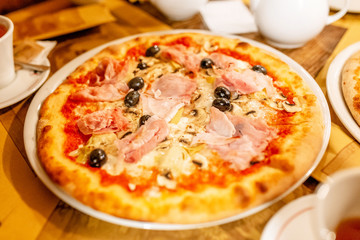 pizza capricciosa in restaurant