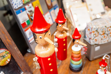 Traditional wooden Pinocchio toy souvenir