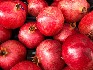 Fresh pomegranates at  the market.