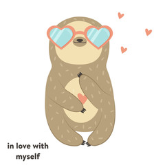 Vector illustration with cute sloth in glasses