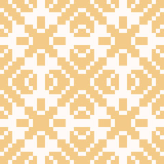Vector geometric traditional folk ornament. Yellow and white seamless pattern