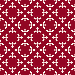 Vector floral geometric seamless pattern. Abstract burgundy and white ornament