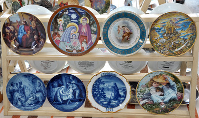 Fototapeta premium Collection of antique decorative ceramic plates