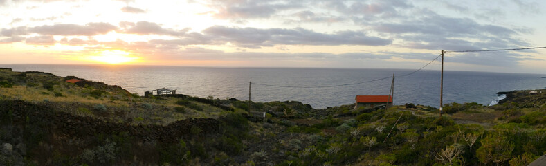 View of a coastal landscape and the sea, El Hierro, Spain