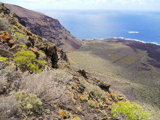 View of a coastal landscape and the sea, El Hierro, Spain