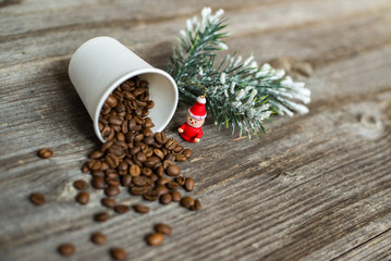 Christmas still life of coffee beans