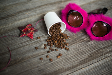 Christmas still life of coffee beans