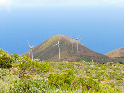 Energy Wind Power Windmill Turbines in El Hierro Island