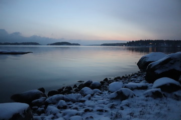 Desolate beach in winter