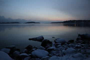 Desolate beach in winter