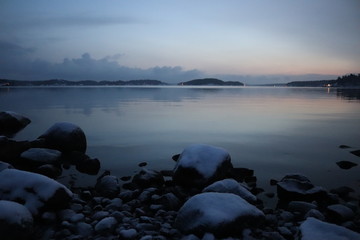 Desolate beach in winter