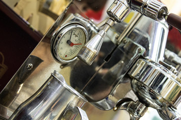 Levers of steam faucets of vehicle on preparation of coffee