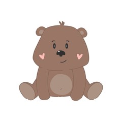 Cartoon cute little bear. Baby Shower vector illustration.