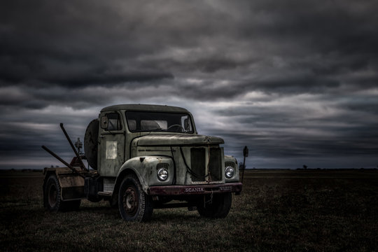 Scania-Vabis truck on a longterm parking