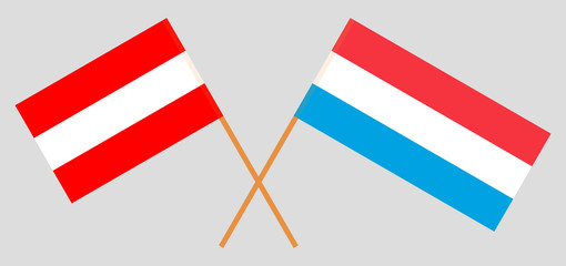Luxembourg and Austria. The Luxembourgish and Austrian flags. Official proportion. Correct colors. Vector