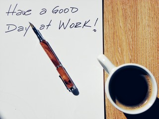 Have a good day at work note on the coffee table