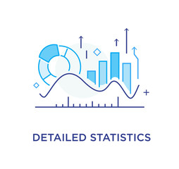 Growth indicators, diagrams. Training Business School. growth chart. Stock vector illustration in flat design. Line icon illustration
