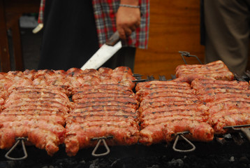 sausages being cooked
