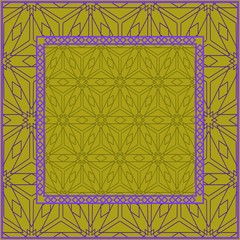 Fashion design Print with geometric pattern. Vector illustration. For modern interior design, fashion textile print, wallpaper. DARK GREEN and purple COLOR.