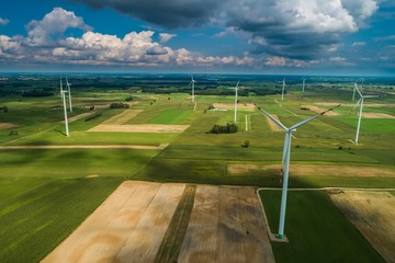 Farmy wiatrowe, zdjęcie lotnicze