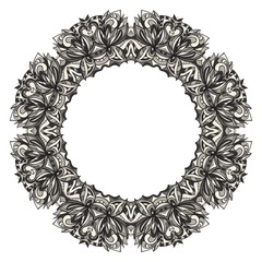 Indian floral mandala pattern.Vector Henna tattoo style. Can be used for textile, greeting card, coloring book, phone case print.