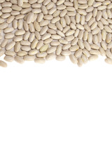 White beans background with copy space