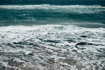 Beautiful dark sea surface in rough weather
