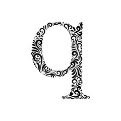 Ornate Letter Q - Beautifully detailed letter Q isolated on white background