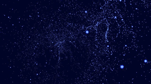 Abstract animated background with rotating particles effect of round shape computer renderer