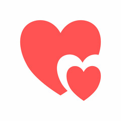 Red hearts silhouette symbol