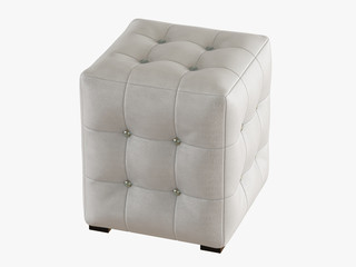 White leather pouf capitone 3d rendering