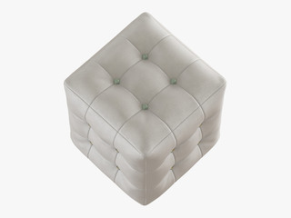 White leather pouf capitone 3d rendering