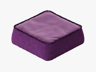 Soft purple fringed pouf 3d rendering